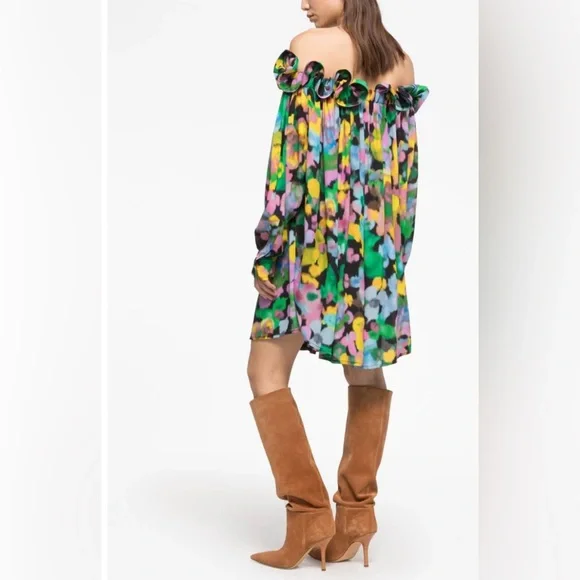 💥SALE💥New $985 AZ FACTORY NWT Huelle Dress: floral print off-shoulder dress NEW - Picture 6 of 8